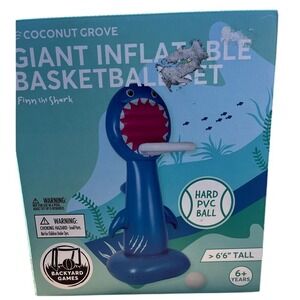 Coconut Grove Giant Kids Shark Inflatable Basketball Hoop Set Blue (6' 6" Tall)